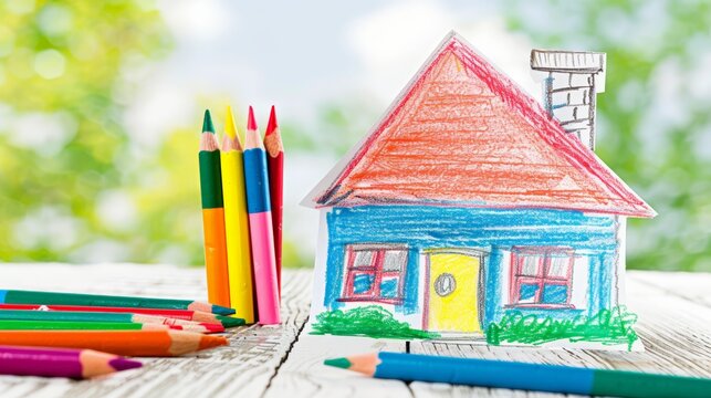 Crayon Drawing of a Dream House by a Child Generative AI