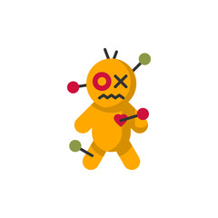 Voodoo Doll Flat Icon - Halloween Elements Icon Vector Illustration.