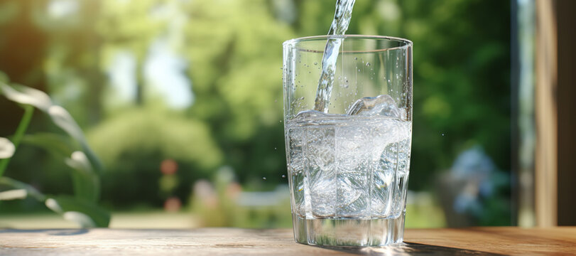 fresh clear mineral water in a glass 55