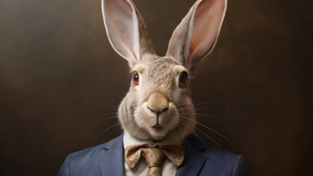 a rabbit wearing a suit and tie