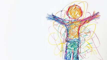 Fototapeta premium Naive Crayon Drawing of Child's Favorite Inventor Generative AI