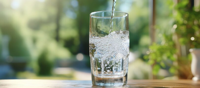 fresh clear mineral water in a glass 46