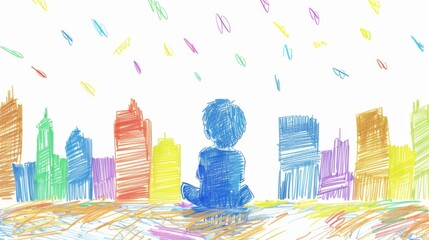 Crayon Drawing of Child's Favorite Place Generative AI