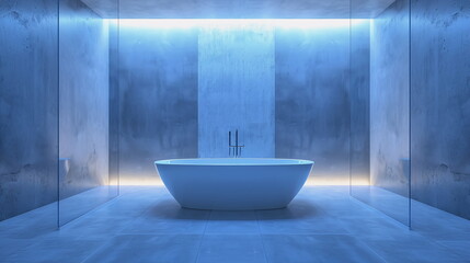 Frontal view of a modern bathroom with empty walls