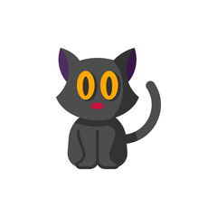 Back Cat Flat Icon - Halloween Elements Icon Vector Illustration.