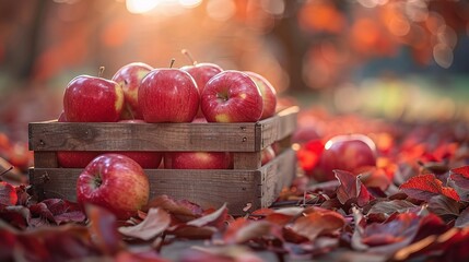 Red apple market background fruits on a wooden background.