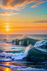 Obraz premium Sea coast. Imitation of painting. Stylized image.