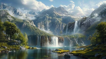 美しい滝の風景,Generative AI AI画像 - 759571206
