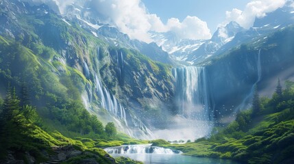 美しい滝の風景,Generative AI AI画像 - 759571286