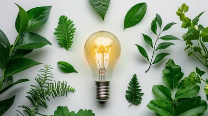 Foto op Canvas Eco-friendly LED filament bulbs glowing warmly, symbolizing sustainable lighting solutions powered by clean energy, emphasizing reduced electricity costs and environmental conservation. © TensorSpark