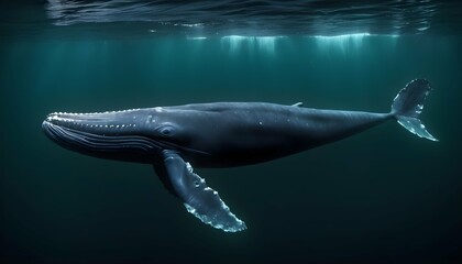 A Blue Whale Swimming Through A Field Of Plankton