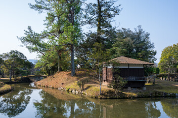 Obraz premium 日本の岡山県津山市のとても美しい日本庭園