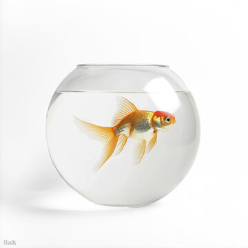 Gold fish in a fishbowl on transparency background PNG