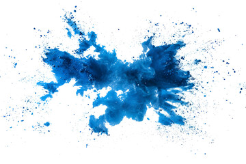 Abstract bright blue dust explosion on white background - obrazy, fototapety, plakaty