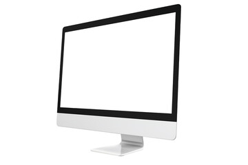 Modern computer mockup with white screen isolated on transparent background