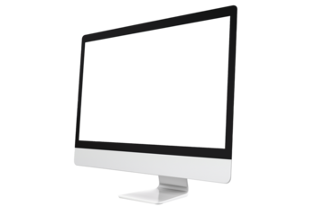 Modern computer mockup with white screen isolated on transparent background