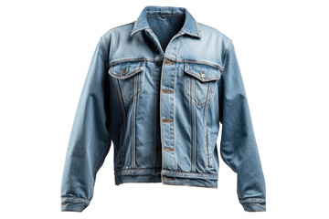 Blue Jean Jacket on White Background. on a White or Clear Surface PNG Transparent Background.