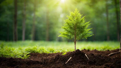 corporate tree planting initiatives concept as contribution - obrazy, fototapety, plakaty