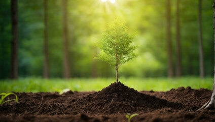 corporate tree planting initiatives concept as contribution - obrazy, fototapety, plakaty