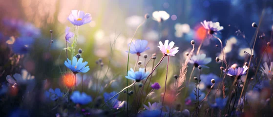 Fotobehang Abstract photo of spring meadow with wildflowers  © Black