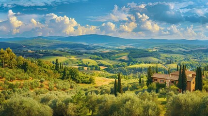 Naklejka premium A scenic view of the countryside in italy