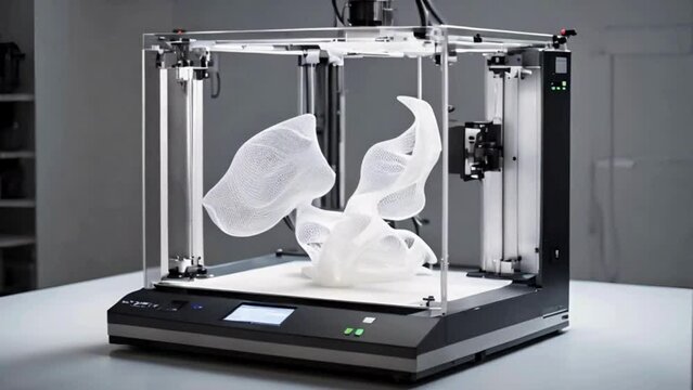  footage of a 4D printing process, where materials reshape themselves over time in response to external stimuli.