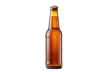 A Bottle of Beer on a White Background. on a White or Clear Surface PNG Transparent Background.