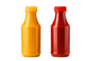 Two Bottles Aligned Side by Side. on a White or Clear Surface PNG Transparent Background.