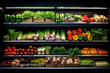 Fresh vegetable on shelf in supermarket, Healthy organic food