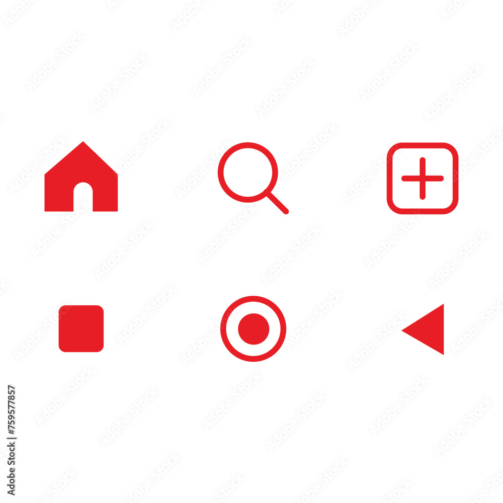 Poster set of red icons for web and mobile applications. vector illustration. resources graphic icon elemen