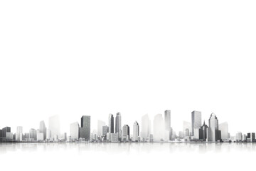 Fototapeta na wymiar Urban City Skyline in Black and White. on a White or Clear Surface PNG Transparent Background.
