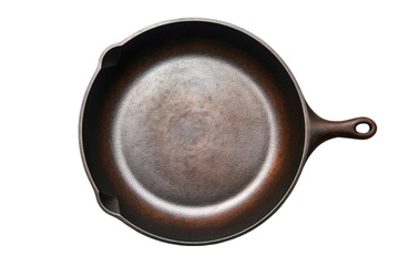 Cast Iron Skillet on White Background. on a White or Clear Surface PNG Transparent Background.