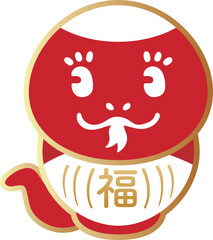 2025　年賀状素材　ダルマ　だるま　達磨　巳年　巳　へび　正月　飾り　かわいい　イラスト素材