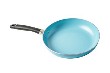 Blue Frying Pan on White Background. on a White or Clear Surface PNG Transparent Background.