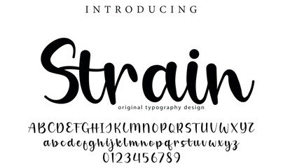 strain Font Stylish brush painted an uppercase vector letters, alphabet, typeface
