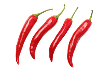 Three Red Peppers on a White Background. on a White or Clear Surface PNG Transparent Background.