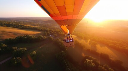 A family hot air balloon ride, capturing the breathtaking views and shared excitement.