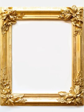 contemporary golden frame on white background