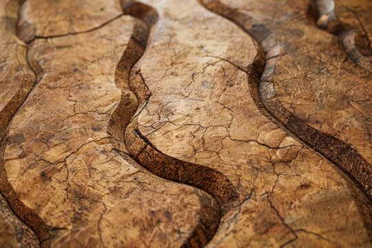 Close Up of Wooden Table With Snake-like Design