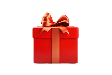 Obraz premium Red Gift Box With Bow. on a White or Clear Surface PNG Transparent Background.