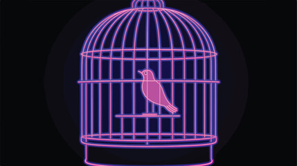 Bird Cage Neon Sign. Vector Illustration.
