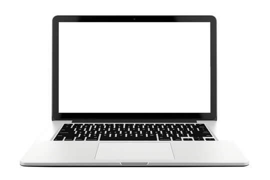 Laptop mockup with blank screen isolated on transparent background
