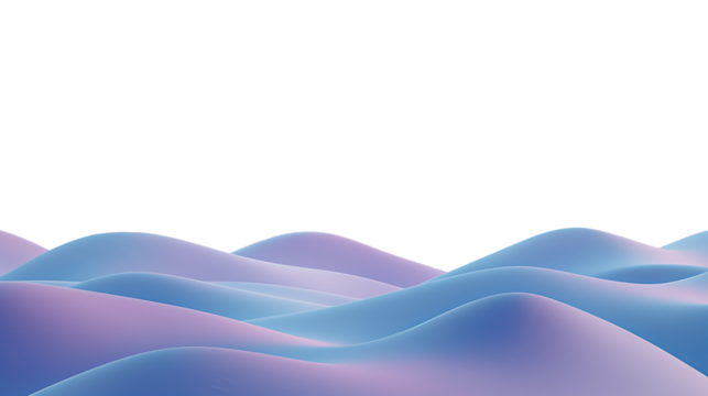 A minimalist scene featuring gently undulating hills in pastel colours on a transparent background