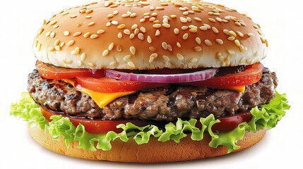 big hamburger isolated on white