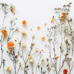 Fototapeta premium Assorted Flowers on White Surface