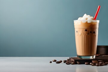copy space image on isolated background with iced coffee Generative AI