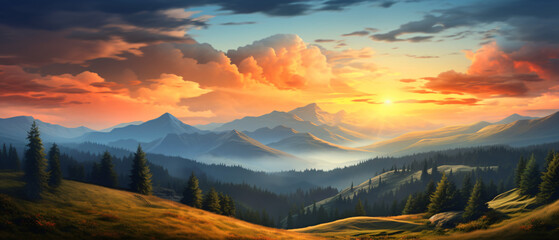 Beautiful landscape of Carpathian Mountains - obrazy, fototapety, plakaty