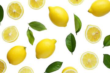 Pastel lemon fruit pattern on a transparent background