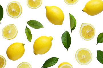 Pastel lemon fruit pattern on a transparent background