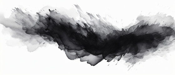 Black watercolor brush stroke over white background. . - obrazy, fototapety, plakaty